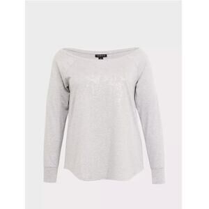 Torrid Grey Gray Foil Sweatshirt Off Shoulder Neck Plus Size 2 (2XL)